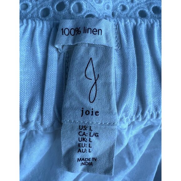 Joie White Eyelet Crop Top & Skirt Set Size L 100% Linen Sleeveless Boho Chic - Picture 3 of 13